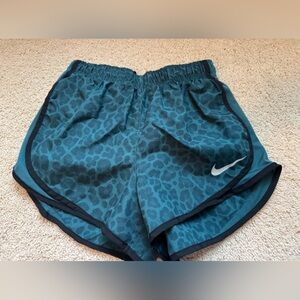 Nike Shorts Womens Small Blue Leopard Print Dri-FIT Running Workout Athletic